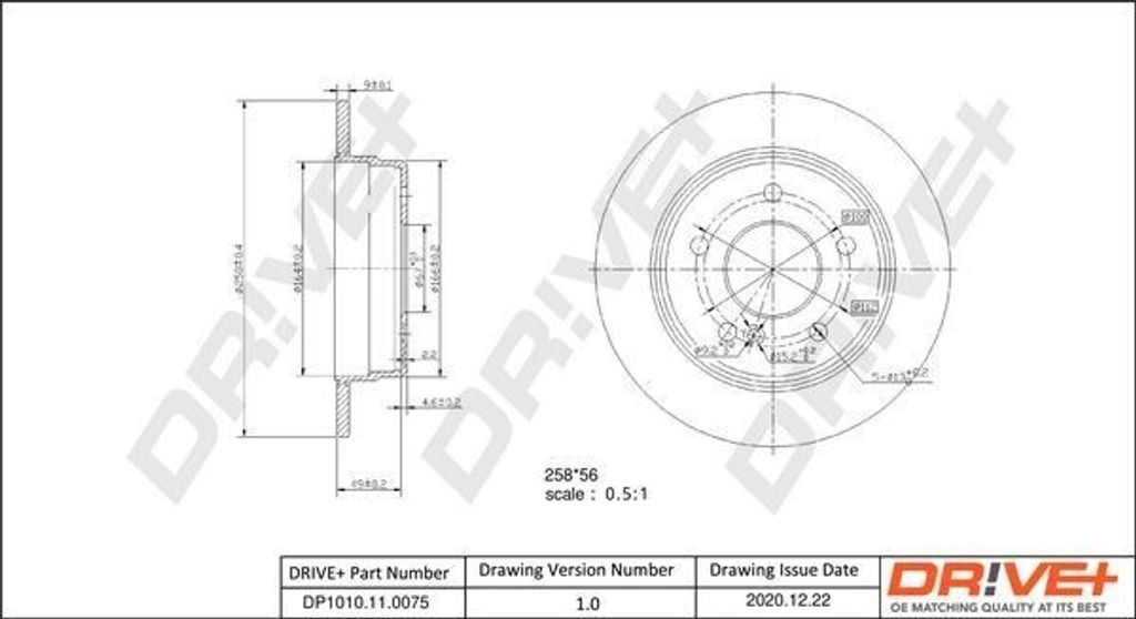 Dr!ve+ DP1010.11.0075 - OE F3501110 Bremsscheibe, Hinterachse für C-Klasse (W202), C-Klasse (S202)