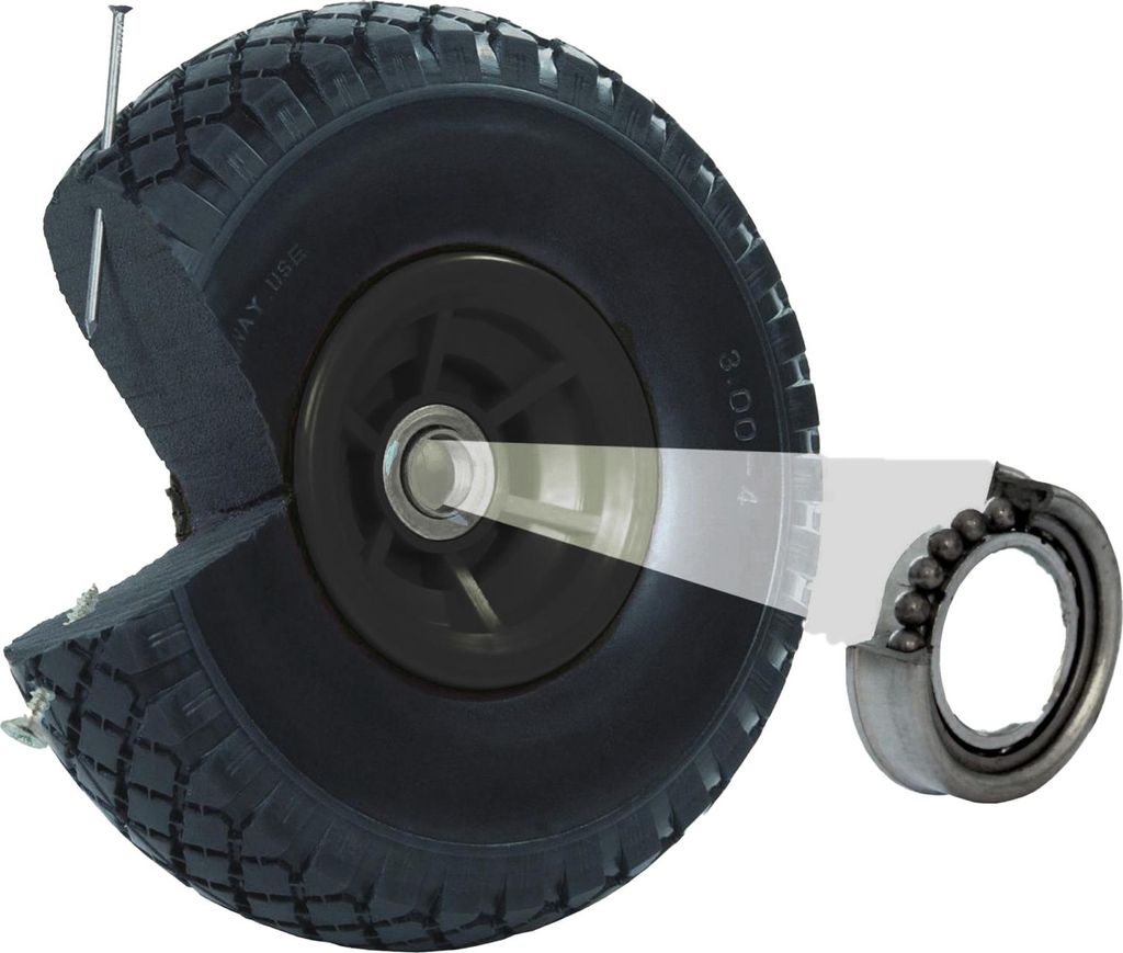 Sackkarrenrad PolyurethanRad 260x85 mm 3.00-4 60 mm versetzte Nabe Ø 20 mm schwarz Vollgummi Bollerwagen