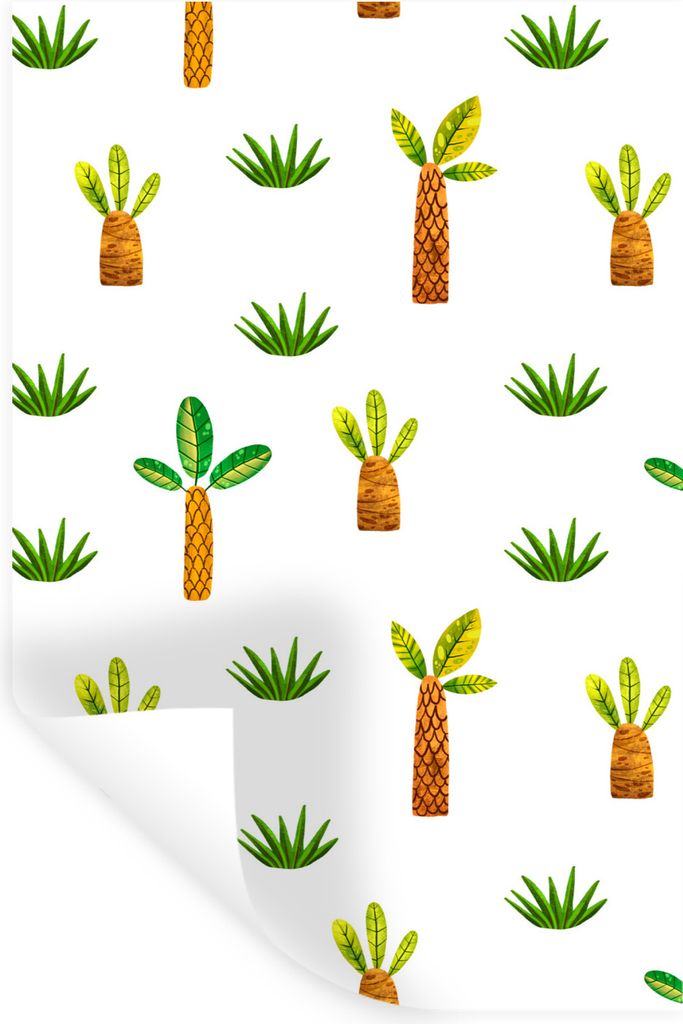 MuchoWow Wandtattoo Wandsticker Wandaufkleber Dschungel - Palme - Gras 80x120 cm Selbstklebend und Repositionierbar - Repositionierbar - Wasser a...