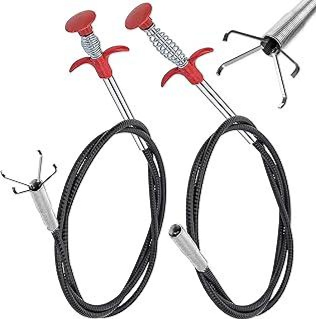 200cm/90cm Greifer Flexibel Krallengreifer 2 Stück Rohrreinigungsspirale Abflussspirale Greifer Zange Teleskop Drain Cleaner Toiletten Spirale Tel...