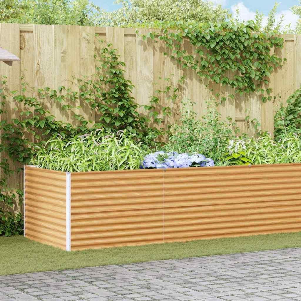 "Schlussverkauf" Hochbeet im Garten - 1 pc - Blumenbeet/Gartenbeet - Hellbraun 485x100x68 cm Verzinkter Stahl C13501