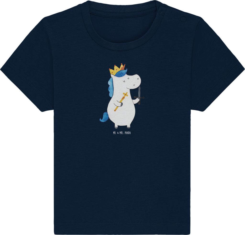 Mr. & Mrs. Panda Babyshirt Einhorn König mit Schwert 24. - 36. Monat - French Navy - Geschenk, Kleinkind Shirt, Unicorn, Mittelalter, Kinder, Ritt...