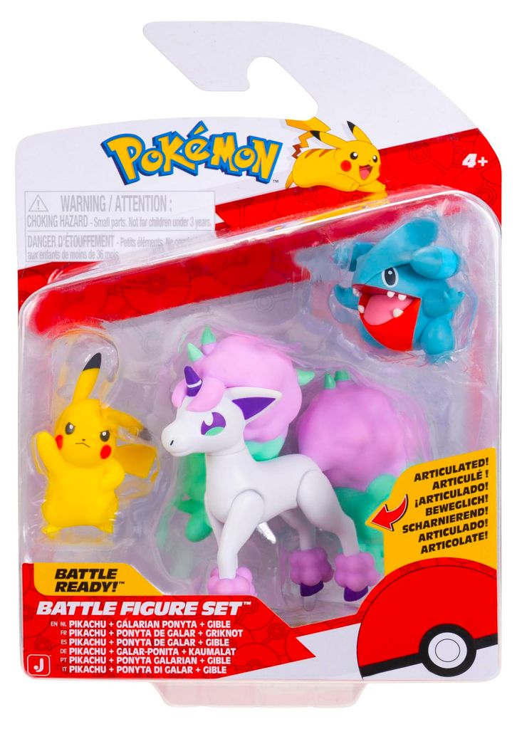 Pokémon Battle Figure Set Gible Pikachu & Galarian Ponyta Produktbild 