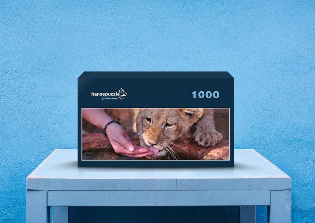 hansepuzzle 85268 - Löwe Puzzle, 1050 Teile, Natur, 60,0 x 46,0cm mit hochwertiger Aufbewahrung, Kartonbox und wiederverschließbarem Beutel