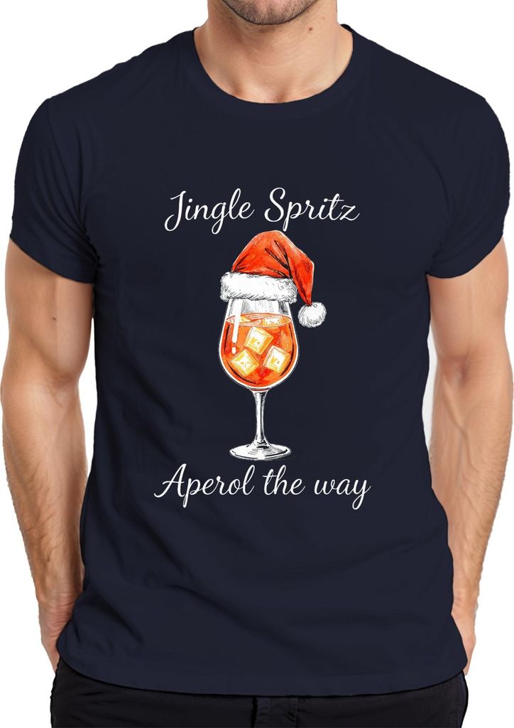 Jingle Spritz Aperol the way Weihnachten Cocktail Geschenkidee Herren T-Shirt, Navy, XXL