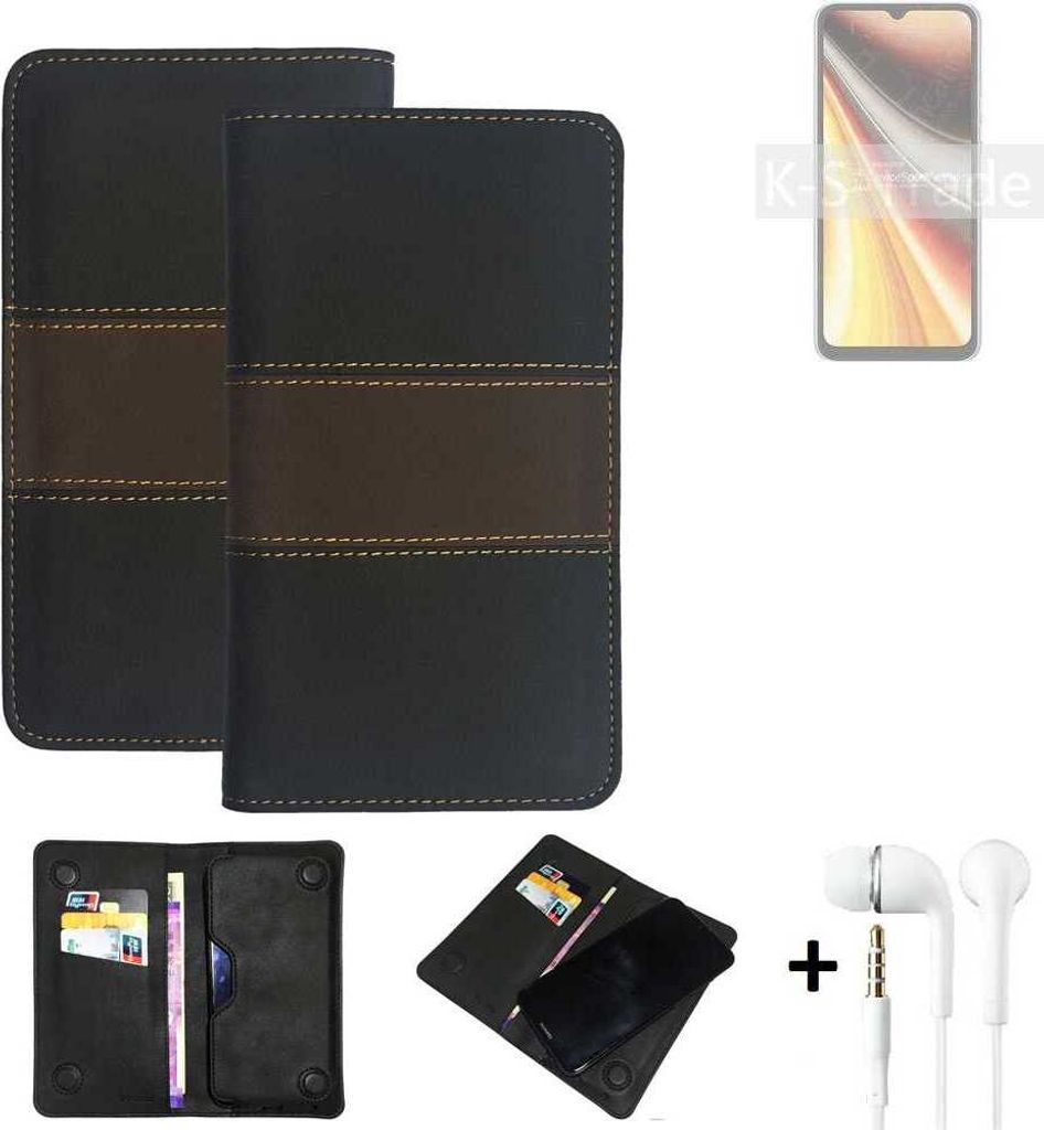 K-S-Trade Handyhülle + Kopfhörer kompatibel mit UMIDIGI Power 7 Max Schutzhülle Walletcase Bookstyle Tasche Schutz Case Hülle Wallet Cover