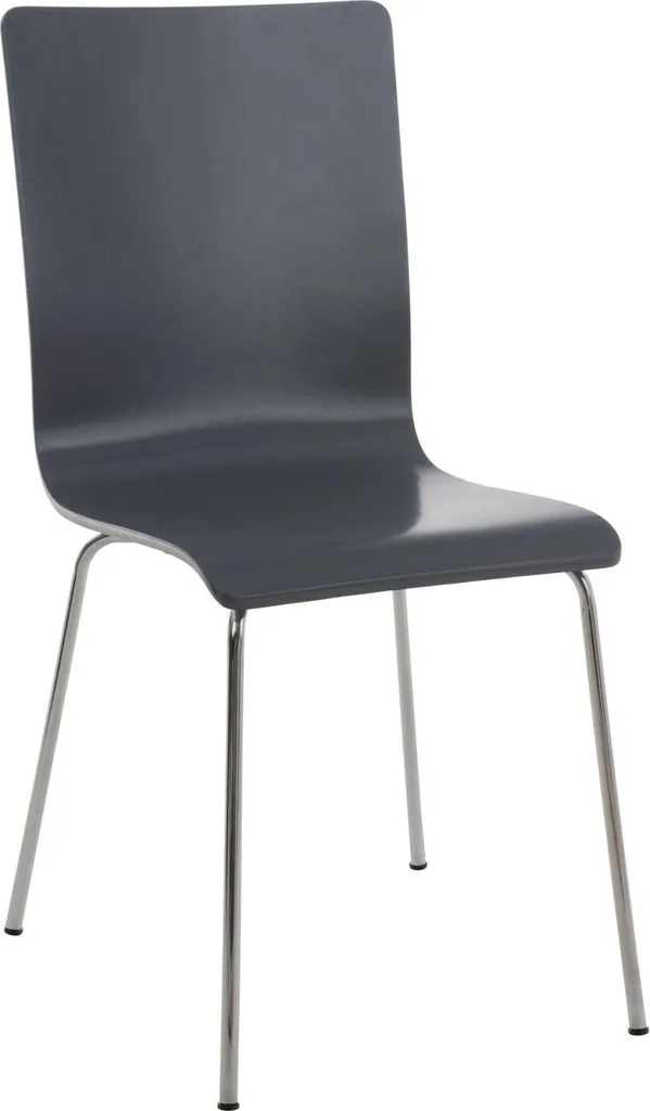 Sedia per visitatori - Sedia per ospiti - Schienale confortevole, struttura in legno e look cromato | Colore: grigio - 1