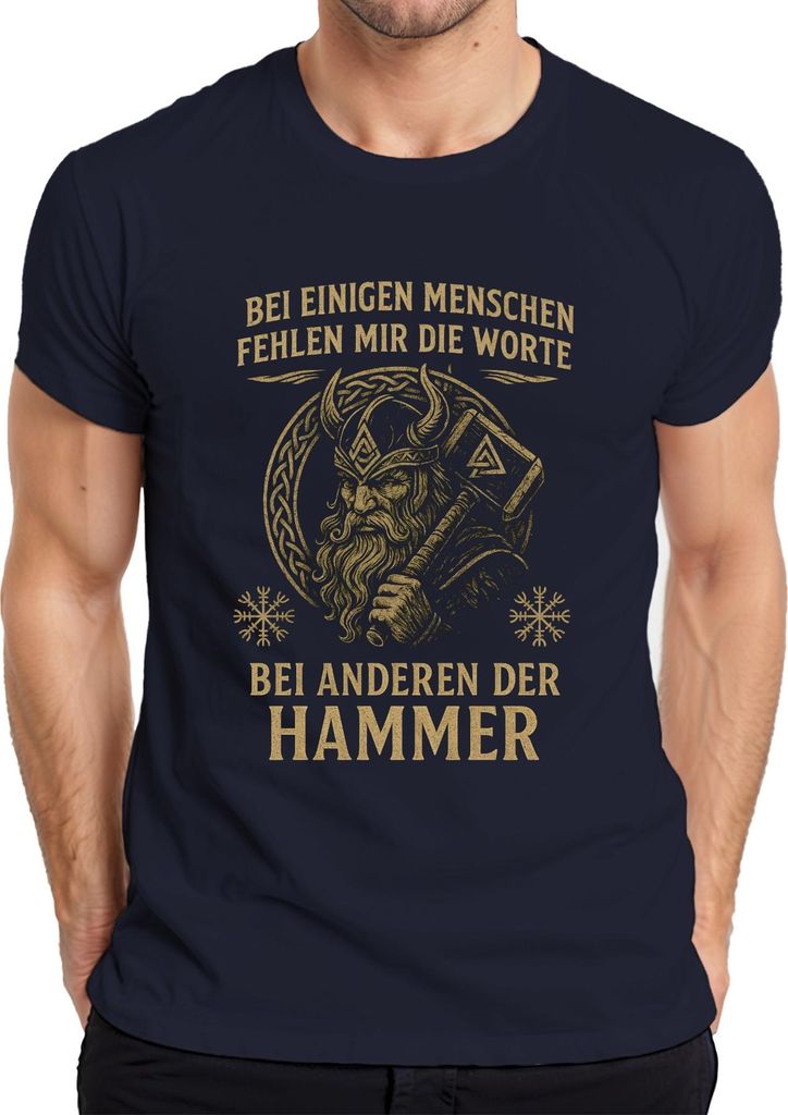 Mir fehlen die Worte Bei anderen der Hammer Wikinger Thor Mjölnir Herren T-Shirt, Navy, S