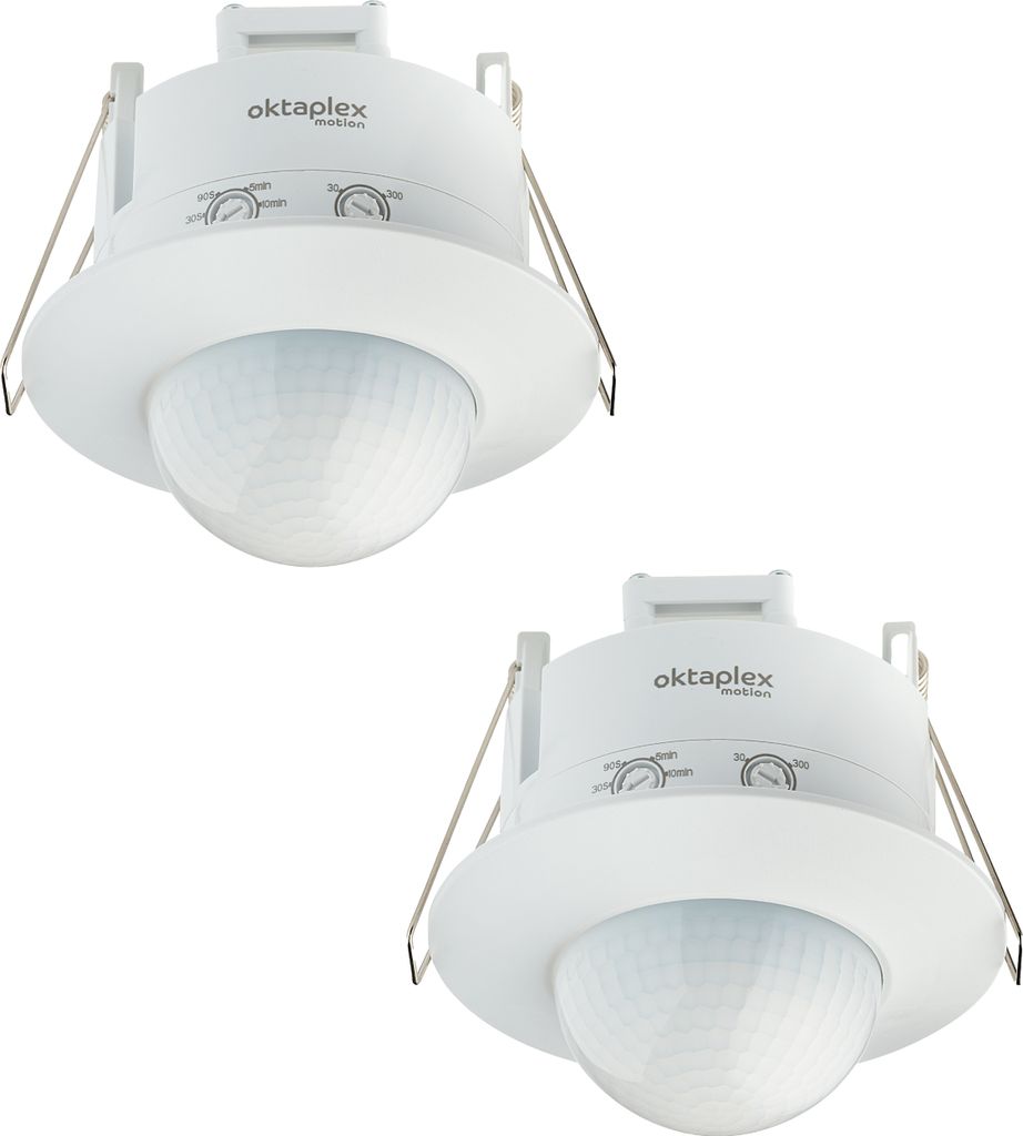 2x Oktaplex Einbau Präsenzmelder 360° Infrarot Bewegungsmelder Innen Unterputz 230V weiß LED geeignet