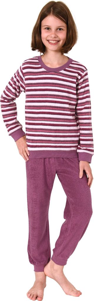 Toller Mädchen Frottee Pyjama Schlafanzug langarm mit Bündchen - 291 401 13 572 ; beere , 122