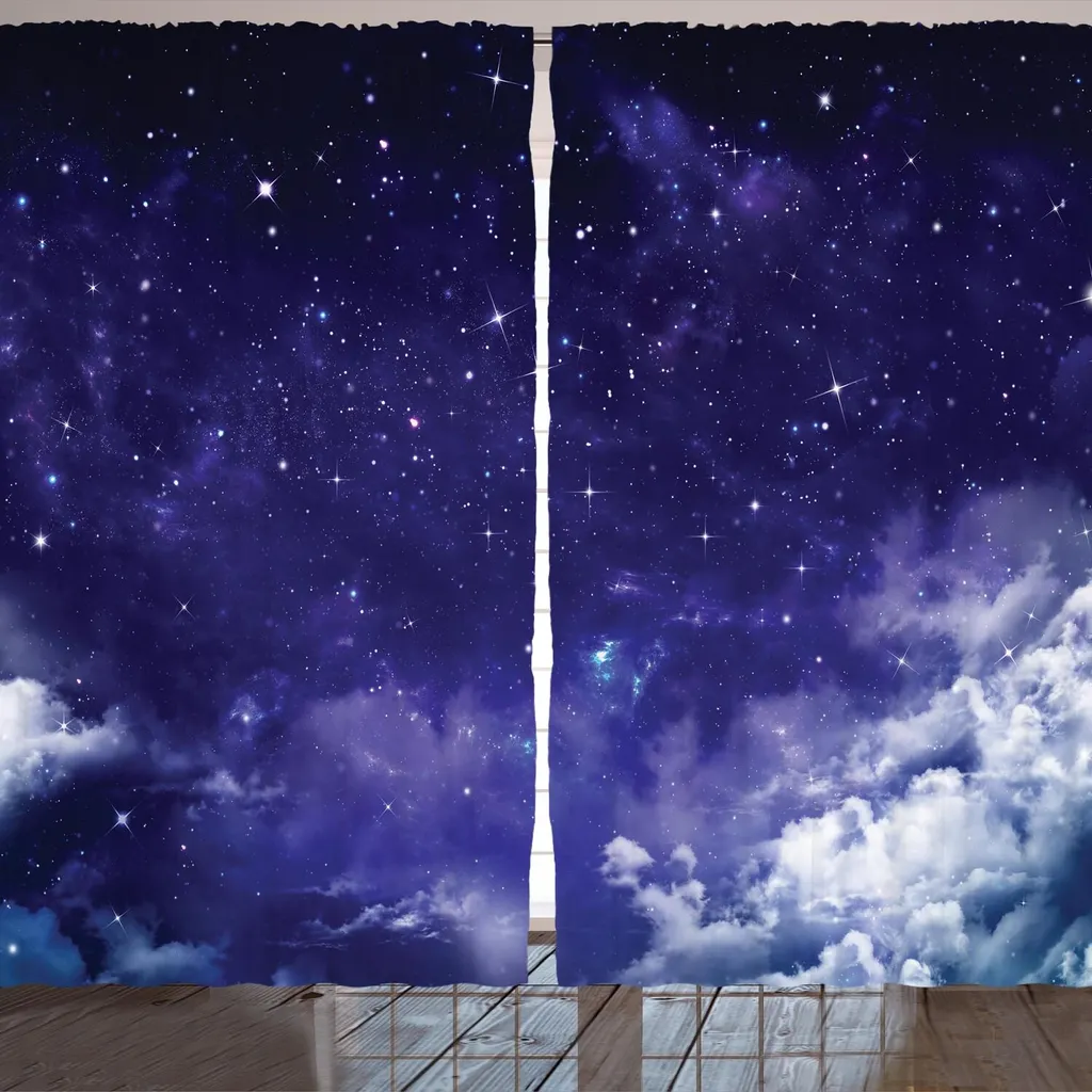 Rideau ARANDE anti-stress décor nuit paisible violet blanc 280x260 cm