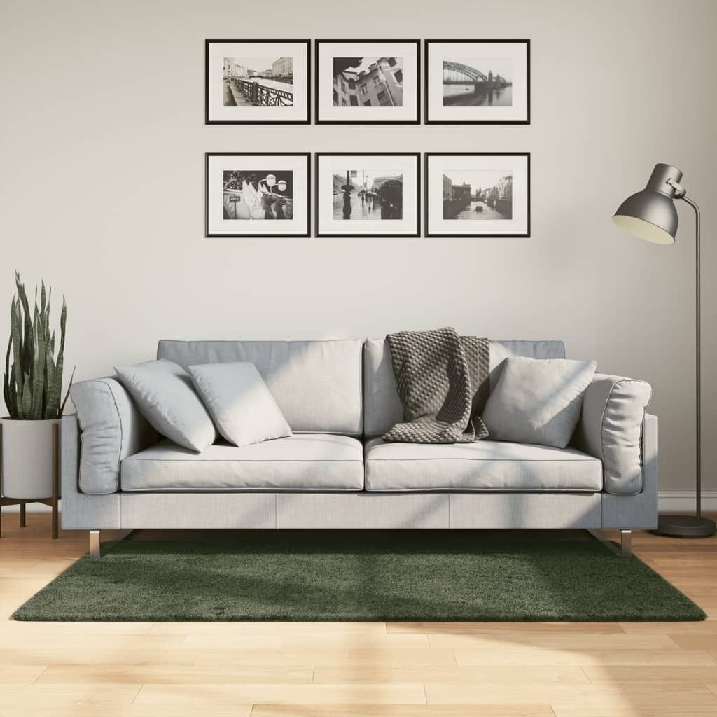 Teppich HUARTE Kurzflor Weich und Waschbar Waldgrün 80x150 cm 375090