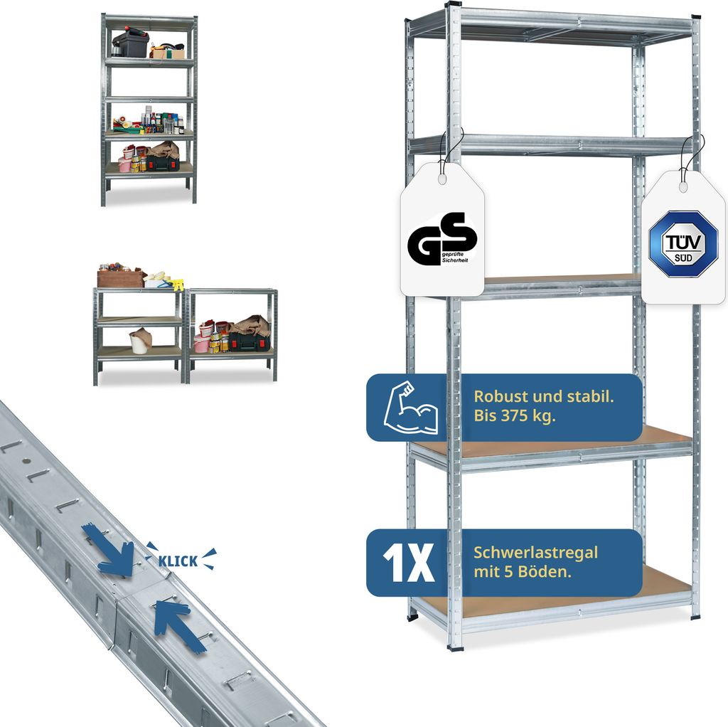 Grafner® Rayonnage de stockage 172x75x30 cm avec 5 étagères Image du produit 