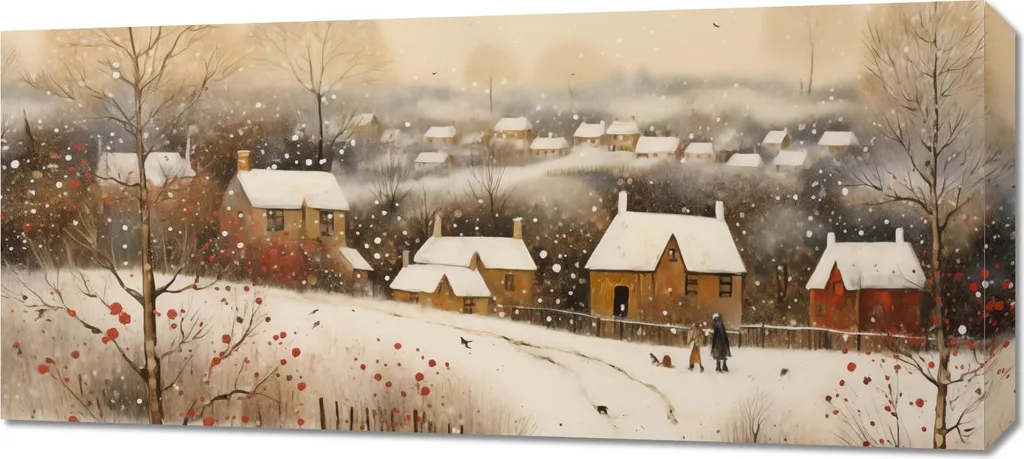 Déco Village Tempête de Neige 90x40 cm - Toile Grand Format Effet Pro