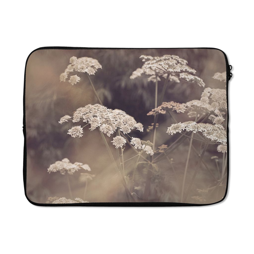 MuchoWow Laptop Hülle 15 Zoll Pflanze - Weiß - Natur - Blumen Laptoptasche - Laptoptasche - Sleeve - Rundum-Schutz