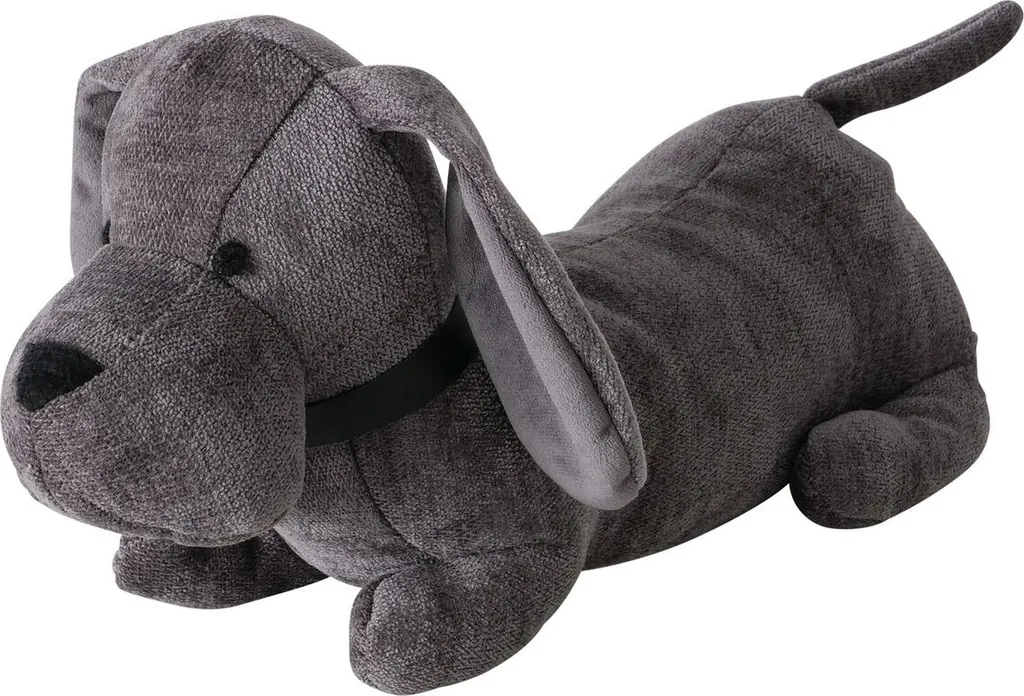 Butoir de porte design teckel DELIO gris lesté - 30cm tissu robuste