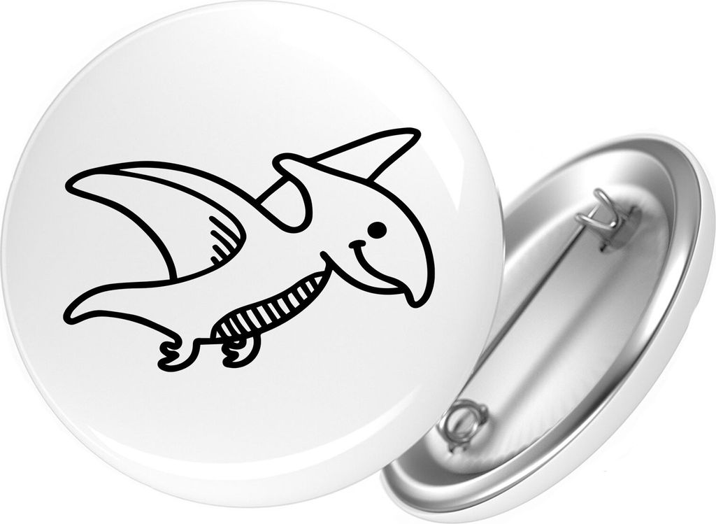 Huuraa Button Pteranodon Dinosaurier 59mm rund mit Sicherheitsnadel Ansteckbutton Geschenkidee