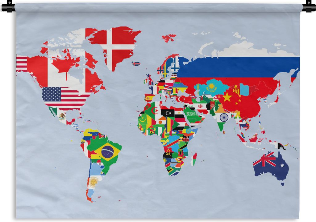MuchoWow Wandteppich Wandbehang Welt - Karte - Flagge - Länder 60x45 cm Tapisserie Dekoration Wandtuch - Das Schlafzimmer