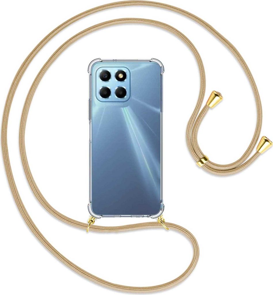 Handykette Backcover-Schutzhülle mit Band (Metall goldfarben) für Honor X8 5G (VNE-N41, 6.5'') - caramel