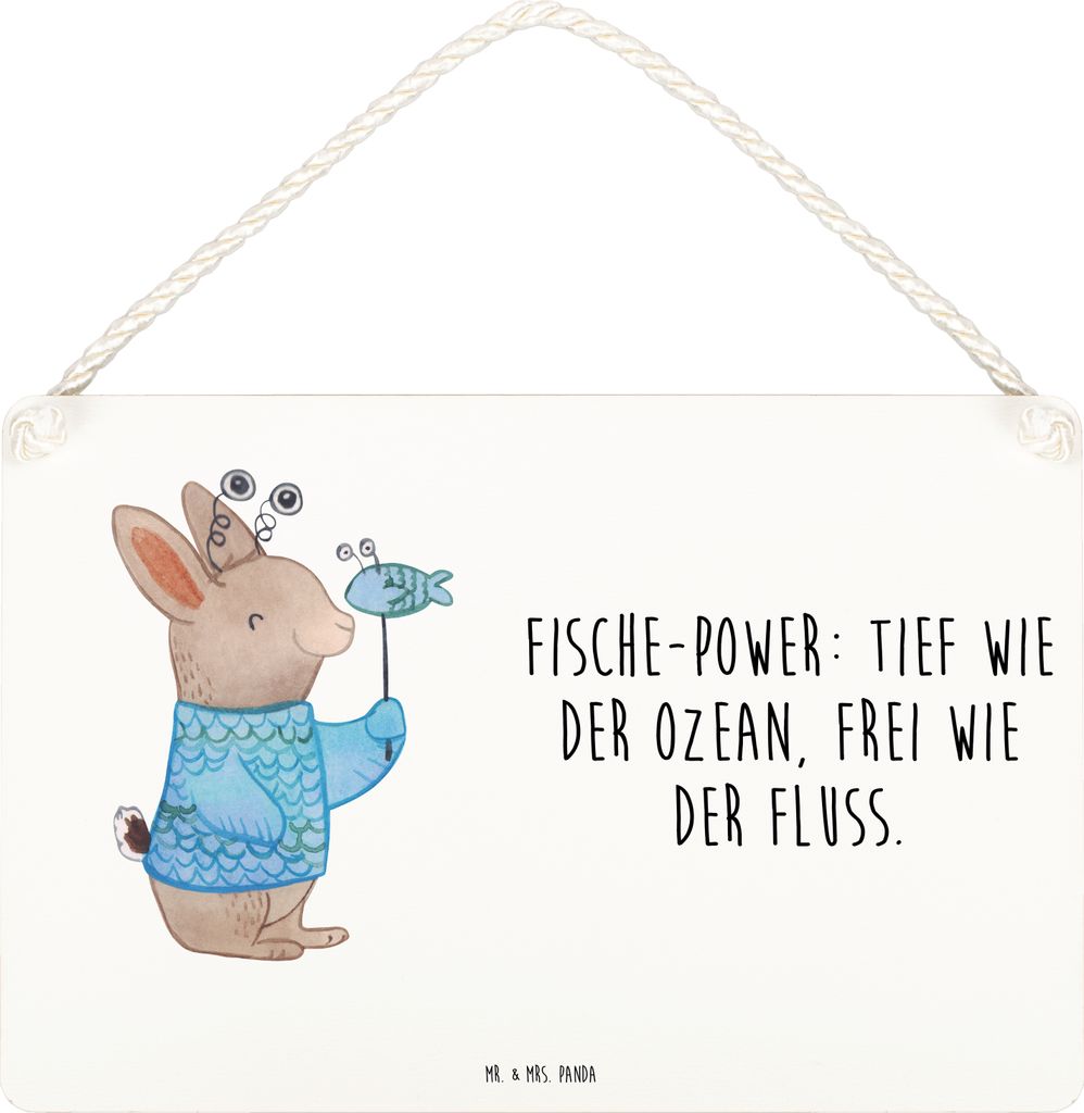 Mr. & Mrs. Panda Holzschild Fische Astrologie DIN A4 - Weiß - Geschenk, Geburtstagsgeschenk, Fischer, Wandschild, Wandbild Holz, wandtafel, holzbi...