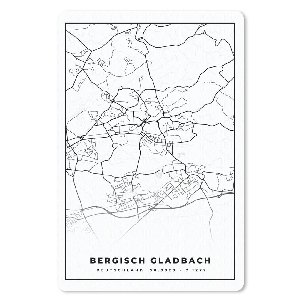 MuchoWow Mauspad Mousepad Karte - Bergisch Gladbach - Stadtplan - Wegbeschreibung 18x27 cm - Mousepads - Maus Mat - Pad - Mausunterlage
