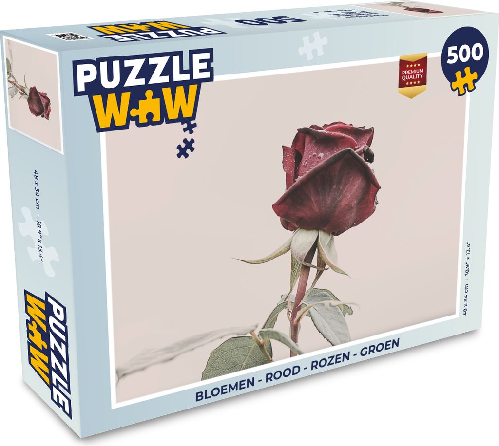 MuchoWow Puzzle 500 Teile Blumen - Rot - Rosen - Grün - 500 Teile - Kinder - Selberbauen - Puzzlespiele