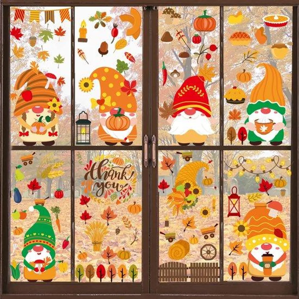 Stickers de fenêtre décoratifs automne et Noël pour vitrages maison (9F)