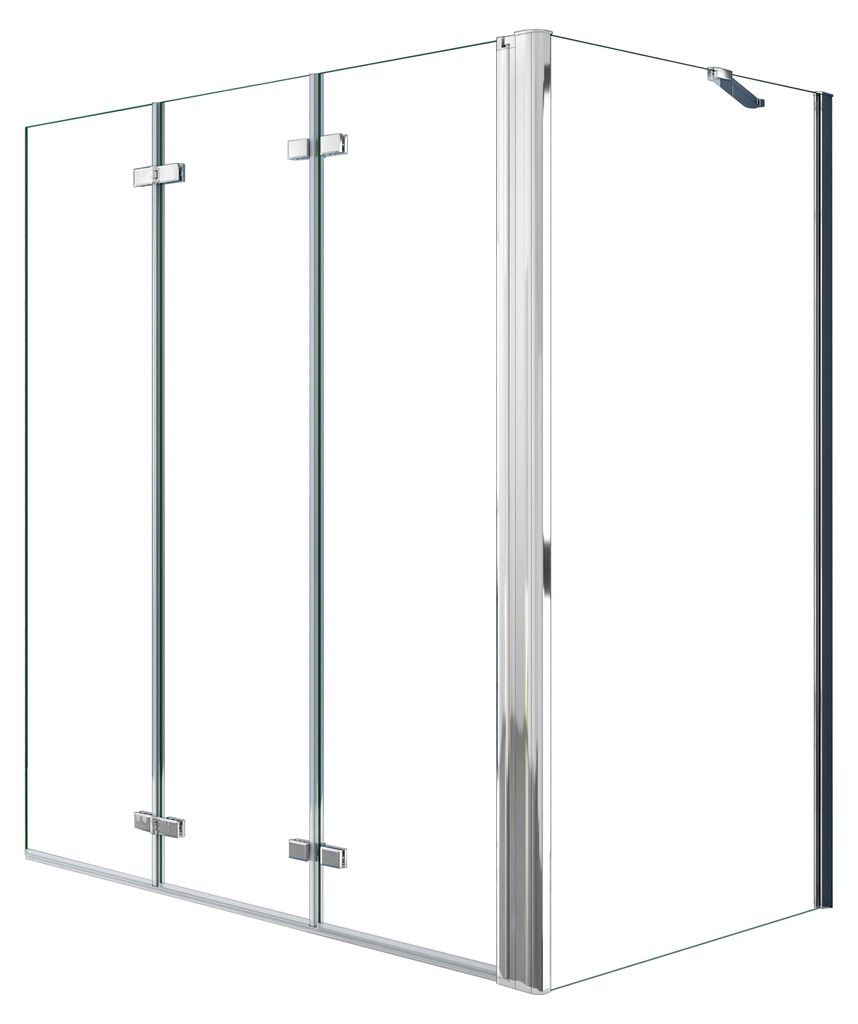 Duschspa 130x140cm Badewanneaufsatz 3-teilig Faltwand 6mm Produktbild 