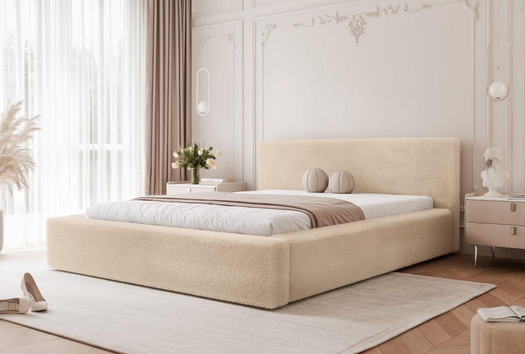YOURHOUSE24 Polsterbett Fluffy Doppelbett Bettgestell Lattenrost (Farbe: Lapit 29, Größe: 160x200 cm)