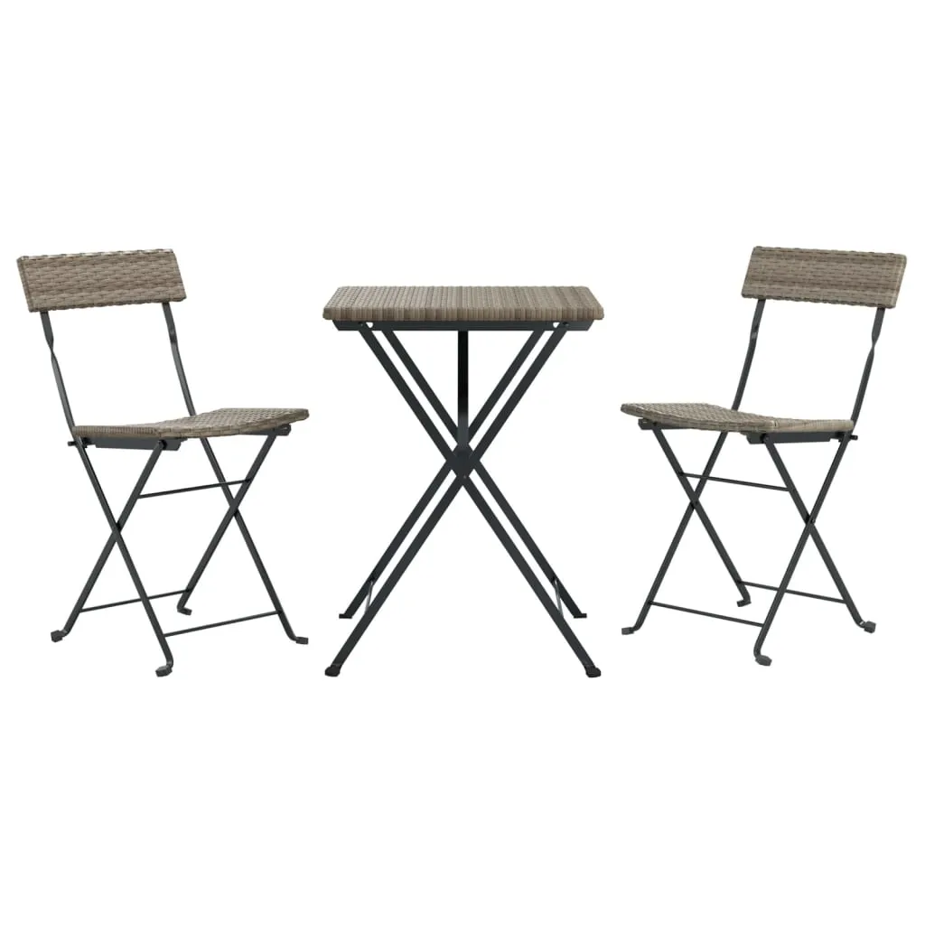 Ensemble Table et Chaises de Jardin pour Petit Espace Gris Pliable - 4