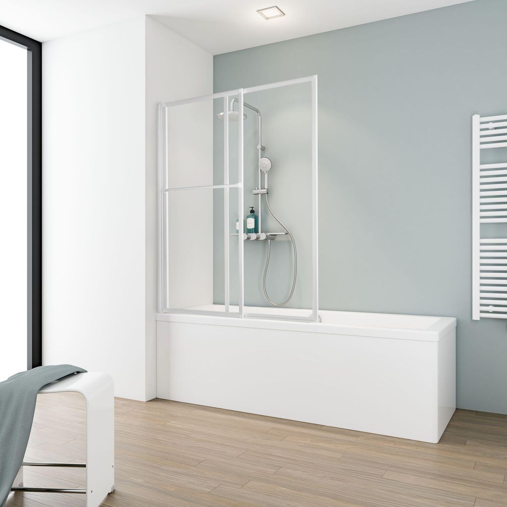 Ambiente Bild von einer Badewanne mit einer zweiteiligen Duschwand