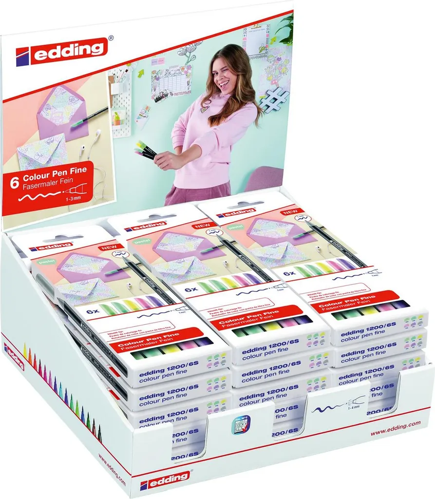 Set 18 Edding 1200 Pastello: Pennarelli Punta Fine per Scuola e Hobby