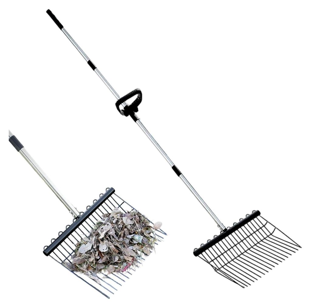 Hochleistungs-Gartenharke - Gartenrechen mit Edelstahlgriff | Ergonomisches Kultivatorwerkzeug zum Unkrautjäten, Laubrechen und Rasenpflege