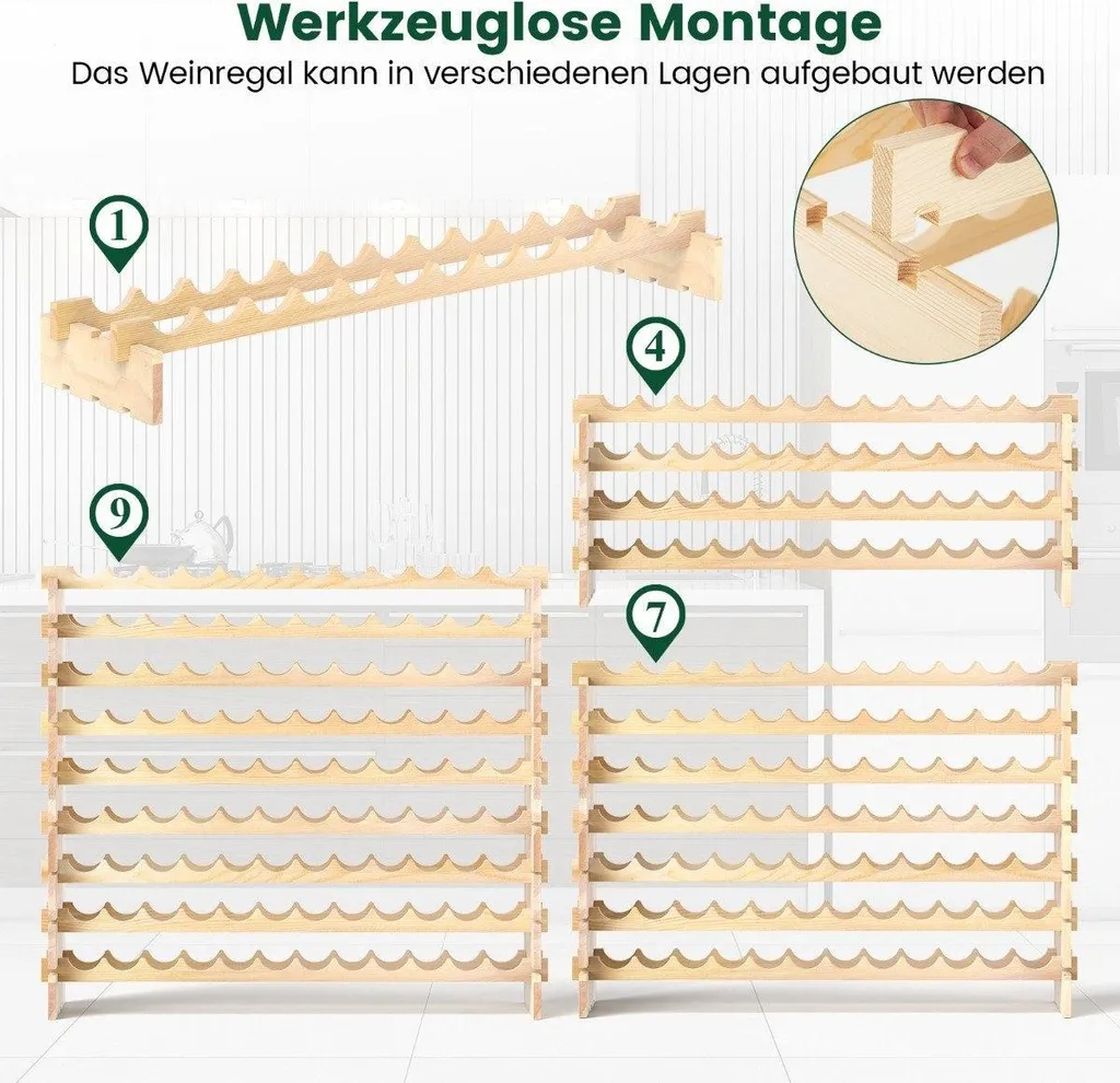 Porte-bouteille bois modulable 108 emplacements - Robuste et empilable - 4