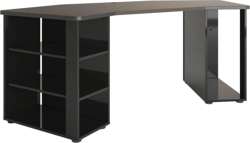 Schreibtisch Dbaldizzon, Mehrzweckschreibtisch, Bürotisch für PC, Eckschreibtisch, Italy, 205x91h76 cm, Glänzendes Schwarz