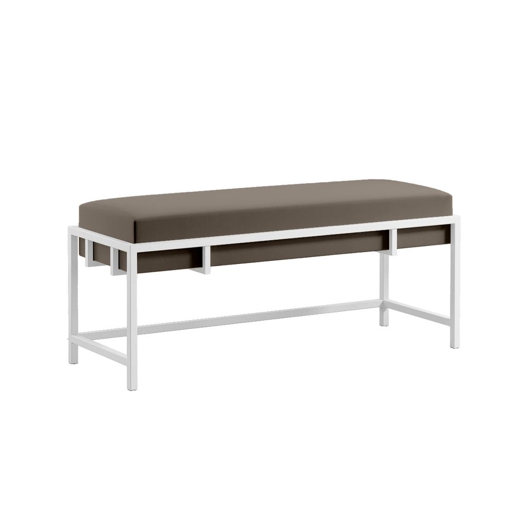 BETTSO Stilvolle Graubraune LAMO 100 Bank mit gepolstertem Sitz und weißem Gestell