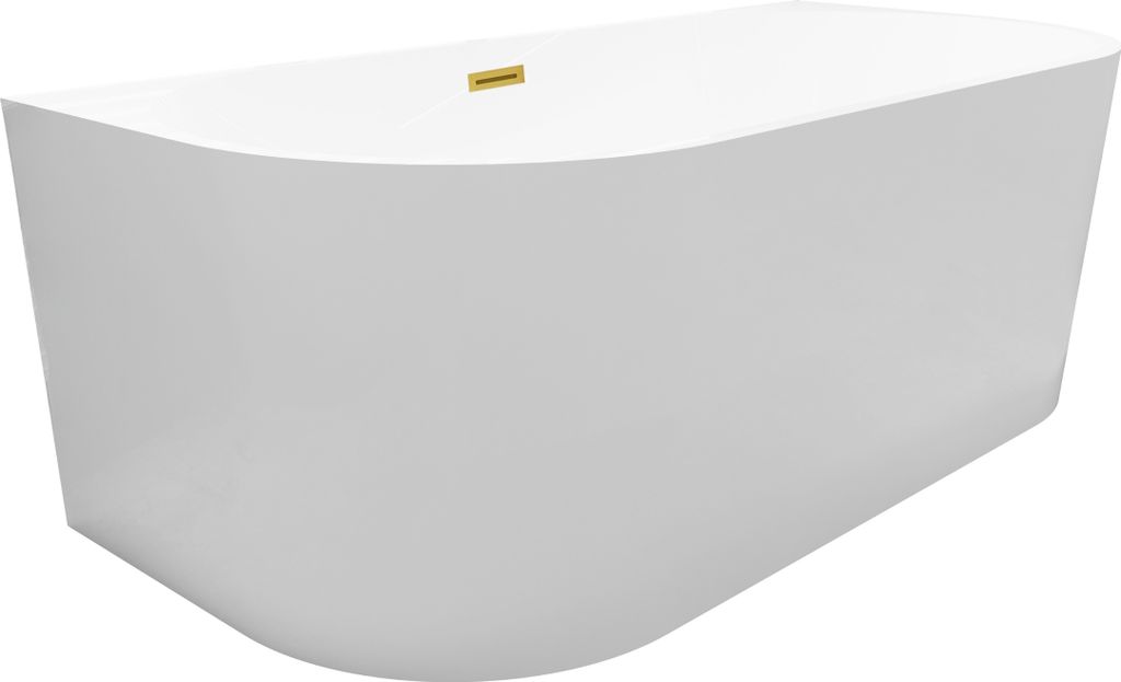 Balneo Badewanne Freistehend VIVA Acryl mit Deckel Klick-Klack Stöpsel glänzend gold 160x75cm