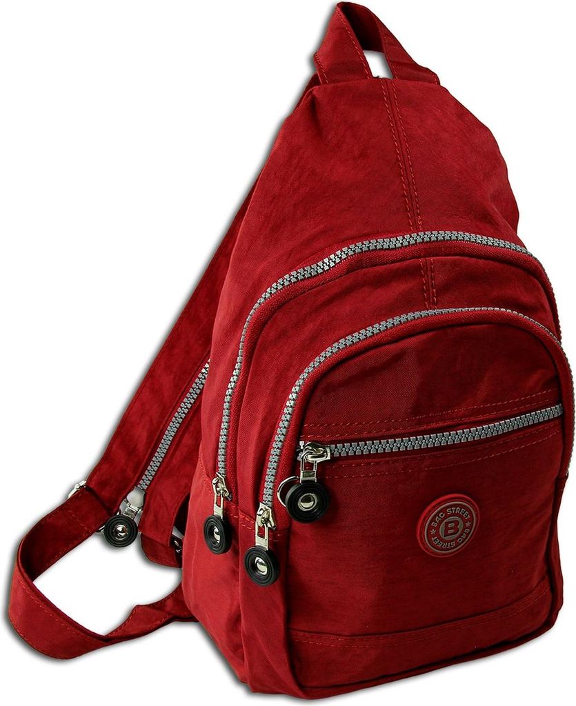 Bag Street Rucksack Crinkle Nylon rot trendiger Damen Cityrucksack ORJ200R