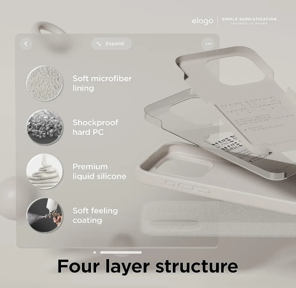 Coque iPhone 15 Pro Max Elago - Anti-rayures et prise en main Stone