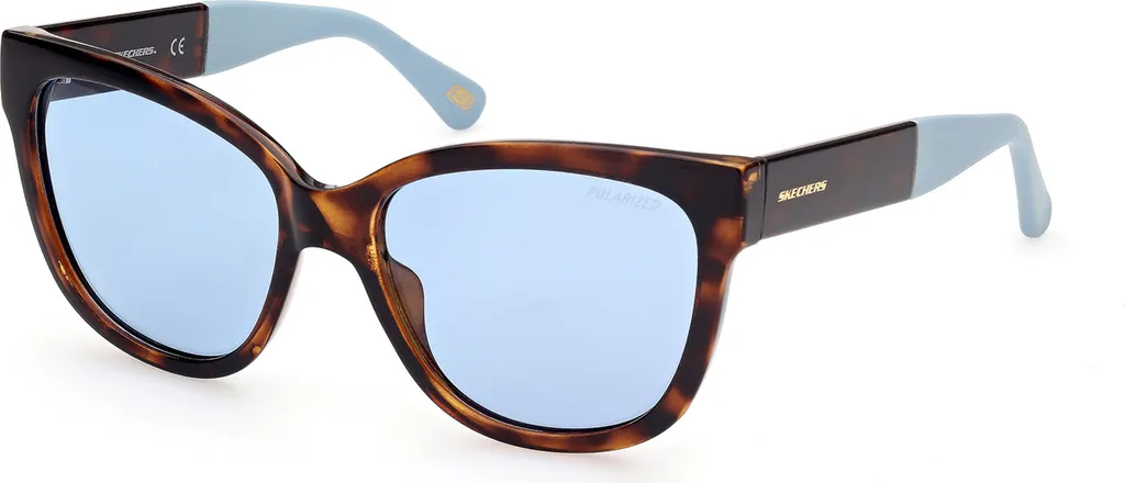 Skechers - Occhiali da sole da donna SE6120 forma quadrata, colore avana scuro, colore lenti blu,