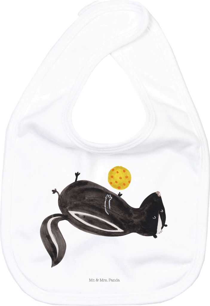 Mr. & Mrs. Panda Lätzchen Stinktier Ball - Weiß - Geschenk, Kinderlätzchen, Schlabberlatz, Sabber, Weisheit, Wildtier, Stinker, Für Babys, Raub...