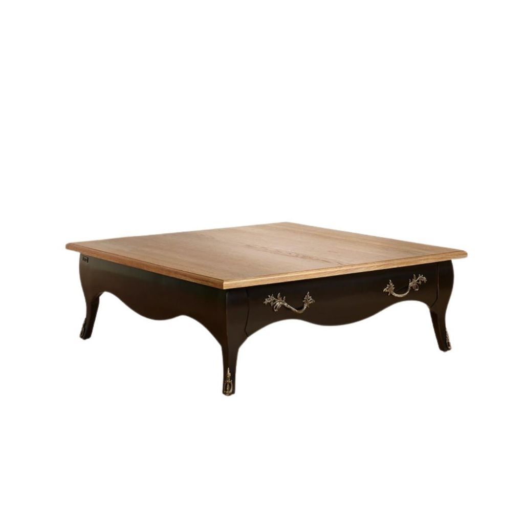 Quadratischer Couchtisch mit 1 Schublade aus Eiche