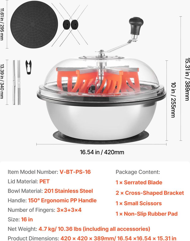 VEVOR Harvester Bowl, 42cm ręczny, przycinarka do pąków z Zdjęcie produktu 