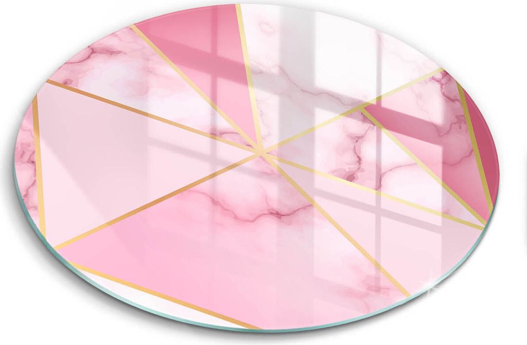 Glasschneideplatte - Herdabdeckplatte - fi30 cm -Schneidebrett - Spritzschutz - Geometrischer Marmor