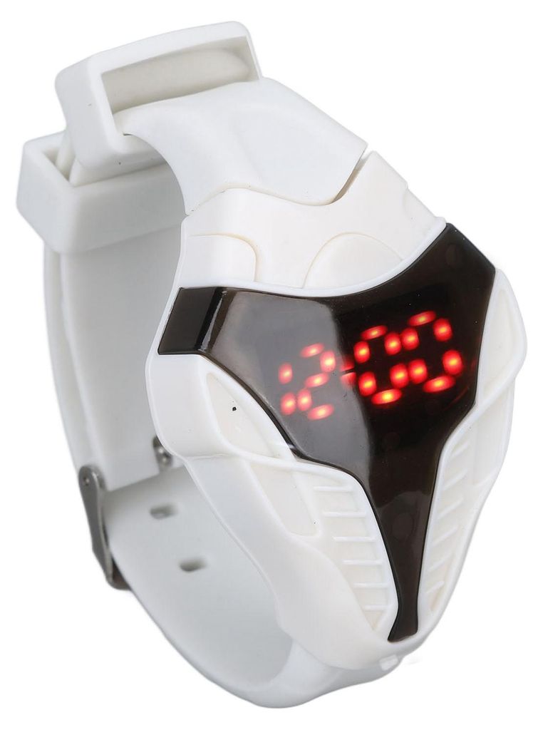 LED-Uhr – elektronische Modeuhr im Schlangen-Look, digitale Silikonuhr, größenverstellbar, wasserdicht, mit 1,6 cm breitem Armband, weiß