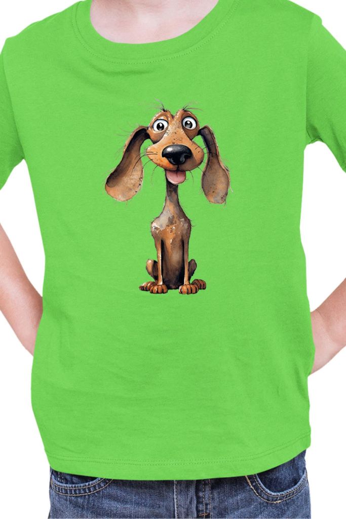 Kinder T-Shirt Funny Dogs Breeds Dachshund Dog Breed 010, 5-6 Jahr - 116 / Lime