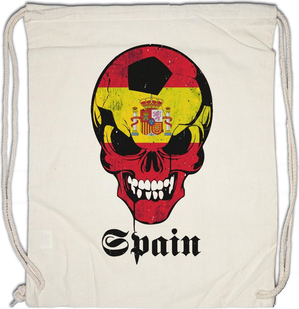 Urban Backwoods Spain Football Skull Flag, Turnbeutel, Farbe: Beige