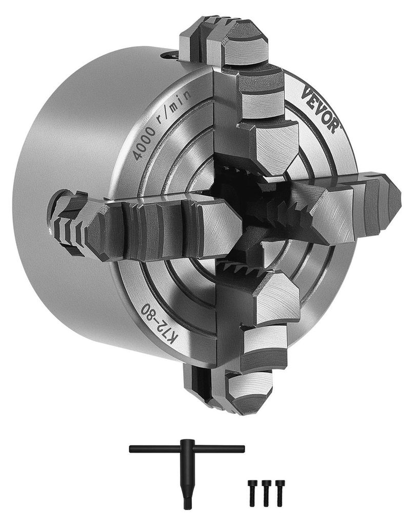 VEVOR Mandrin à 4 mors, 80 mm, à centrage automatique, Image du produit 