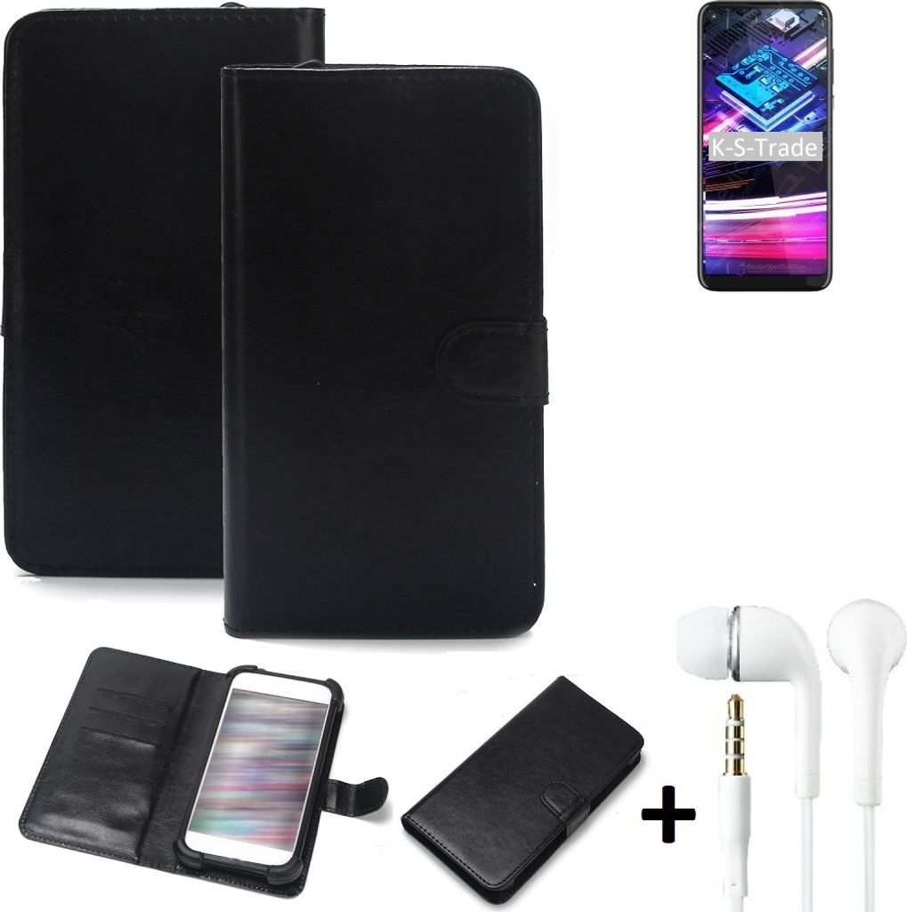 K-S-Trade Wallet Case Handyhülle kompatibel mit Motorola Moto G Fast Schutzhülle Flip cover Flipstyle Tasche Hülle Flipcover Slim Bumper schwarz +