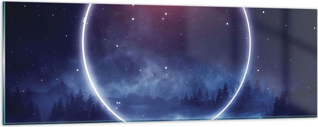 Bilder auf glas - Einteilig - Fantasie Ring Kosmos - 90x30cm - Glasbilder - Wandbilder - Bilder - zum Aufhängen bereit - Wanddekoration aus Glas -...